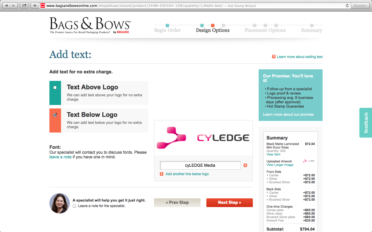 Bags & Bows Configurator Database