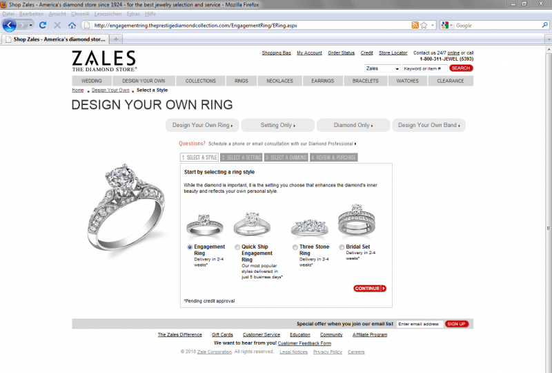 Zales Jewelers Configurator Database