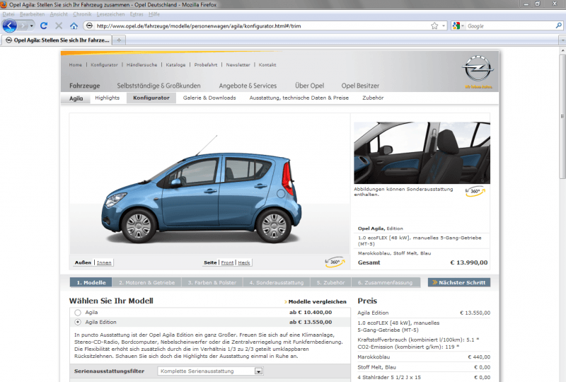 Adam Opel Configurator Database