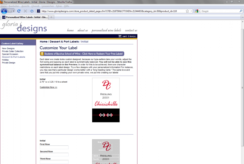 Gloria J Designs Configurator Database