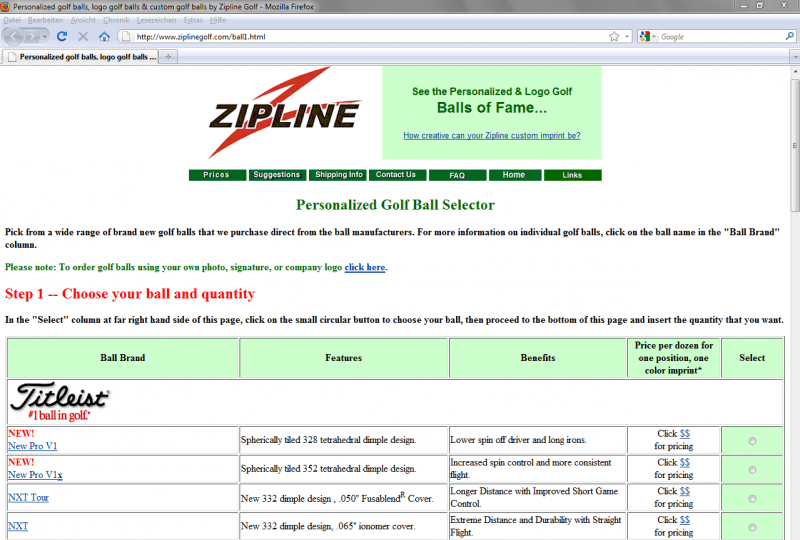 Zipline Golf Configurator Database