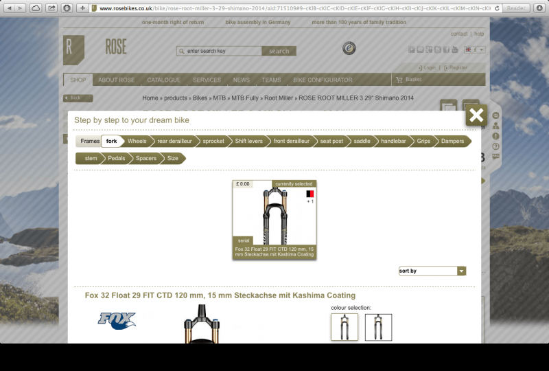 rose bikes configurator database