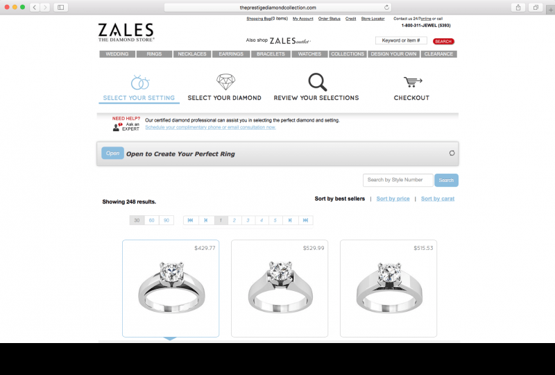 Zales Jewelers Configurator Database