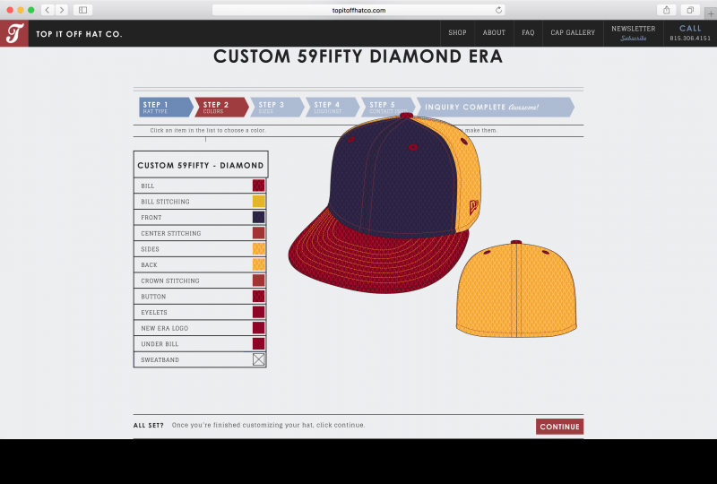 Top It Off Hat Co Configurator Database