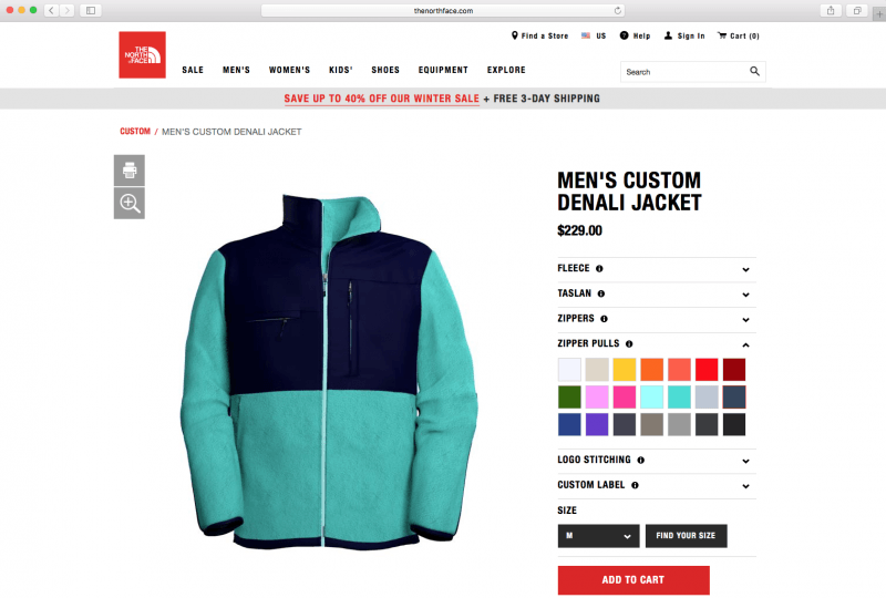 The North Face Configurator Database