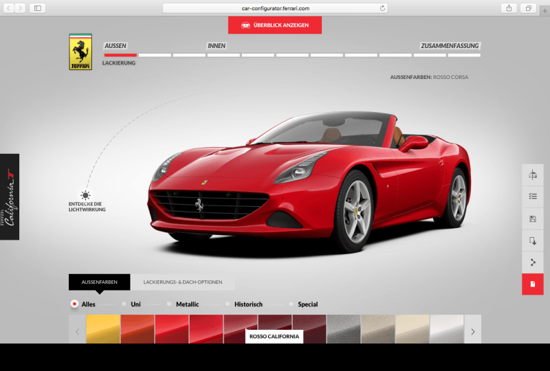 Ferrari configurator usa