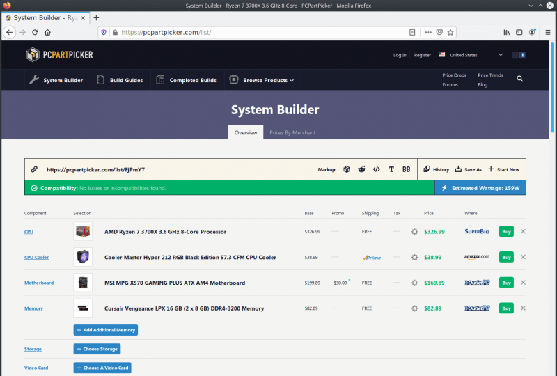 PC Part Picker Configurator Database