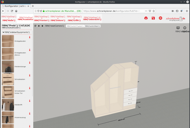 Schrankplaner Configurator Database